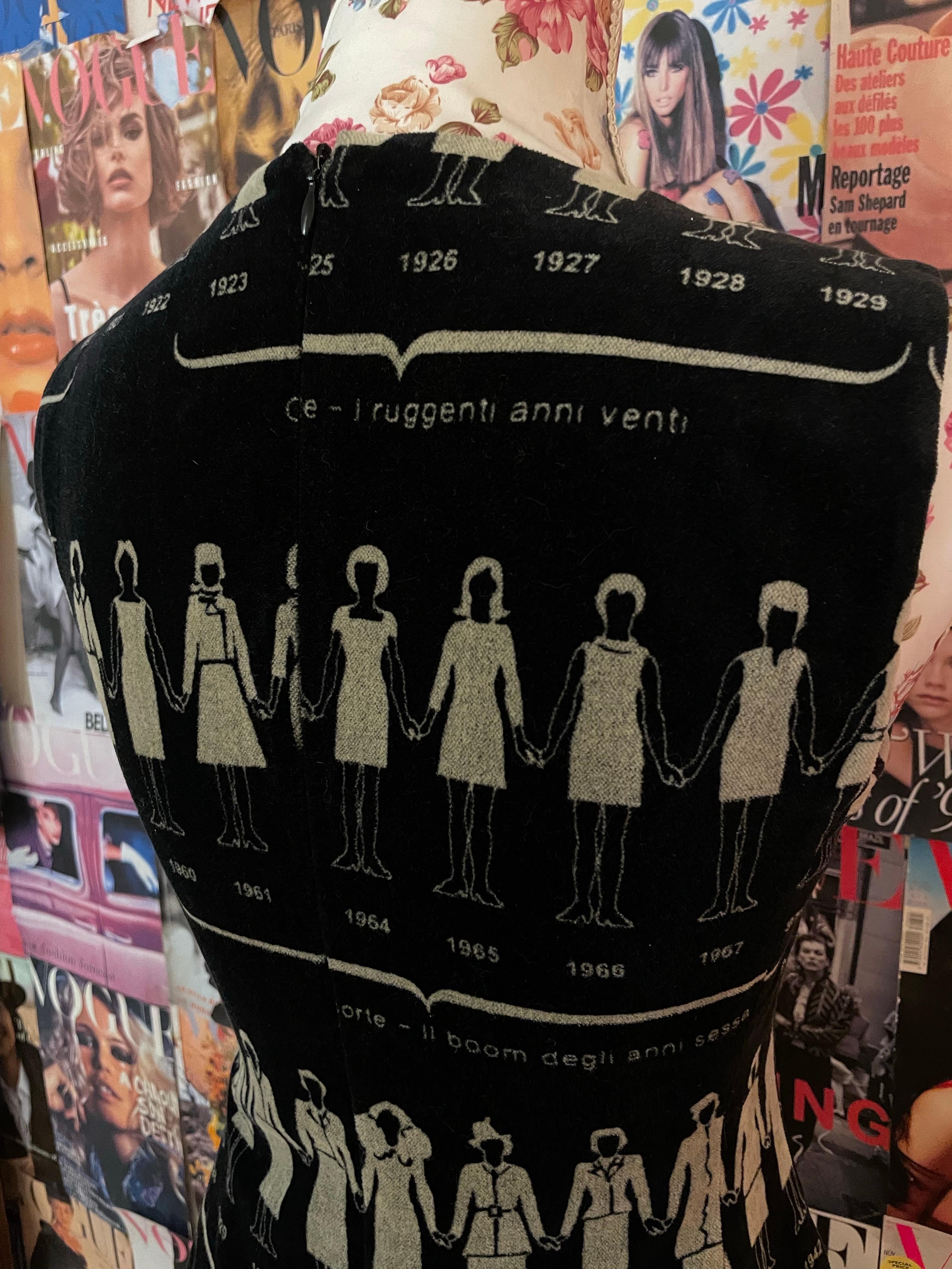 Black Moschino 'Anni Di Kaos' Iconic Print Velvet Dress, c. 1997 For Sale