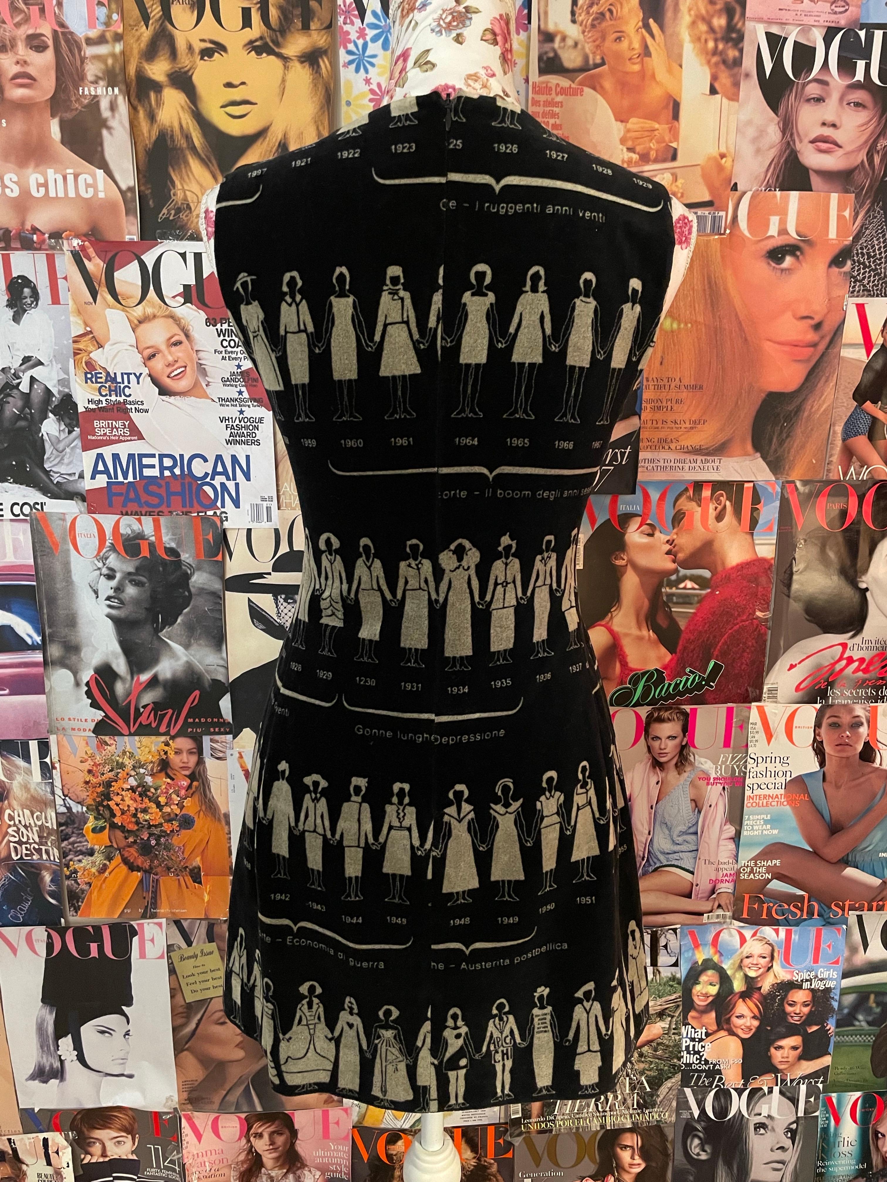 Women's Moschino 'Anni Di Kaos' Iconic Print Velvet Dress, c. 1997 For Sale