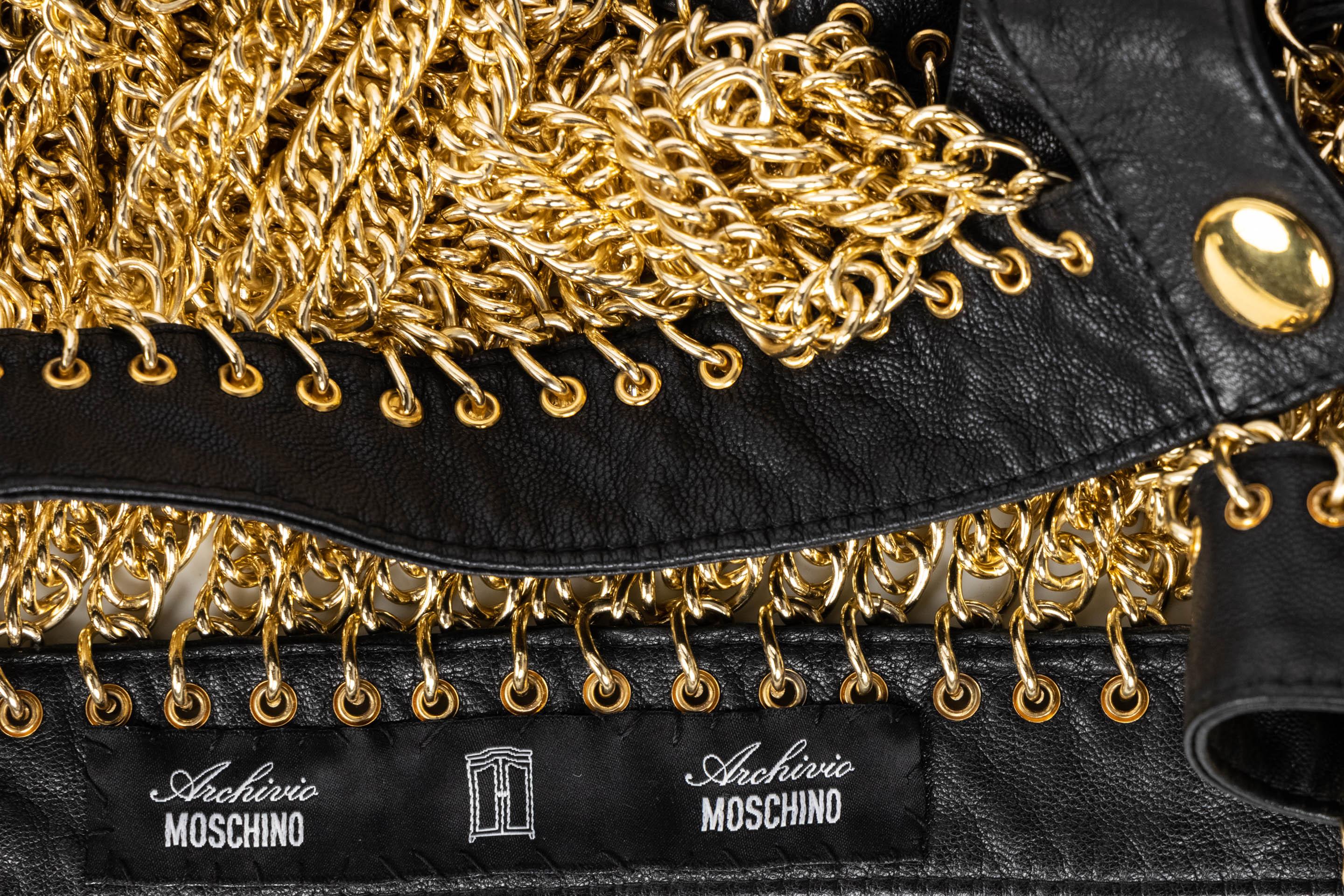 Moschino Archive Gold Chain Leather Jacket JLO Spring 2010 For Sale 2