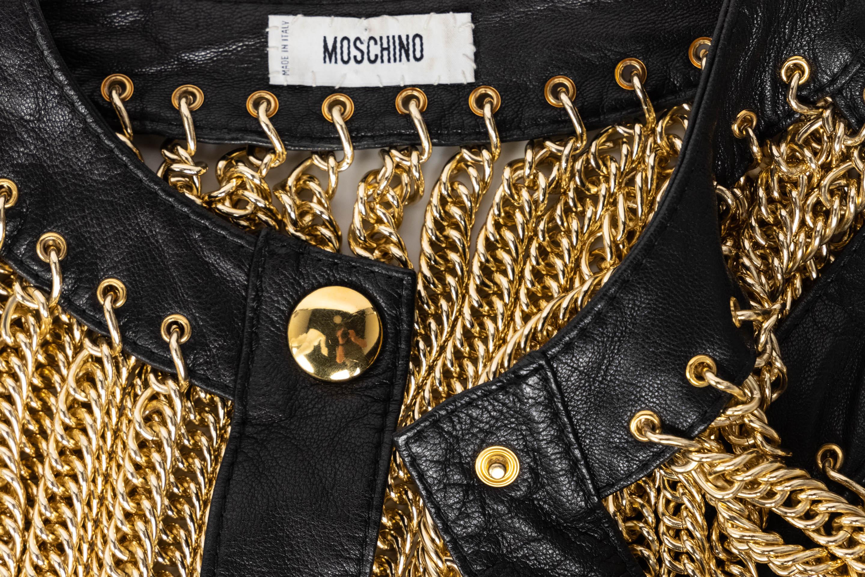 Moschino Archive Gold Chain Leather Jacket JLO Spring 2010 For Sale 1