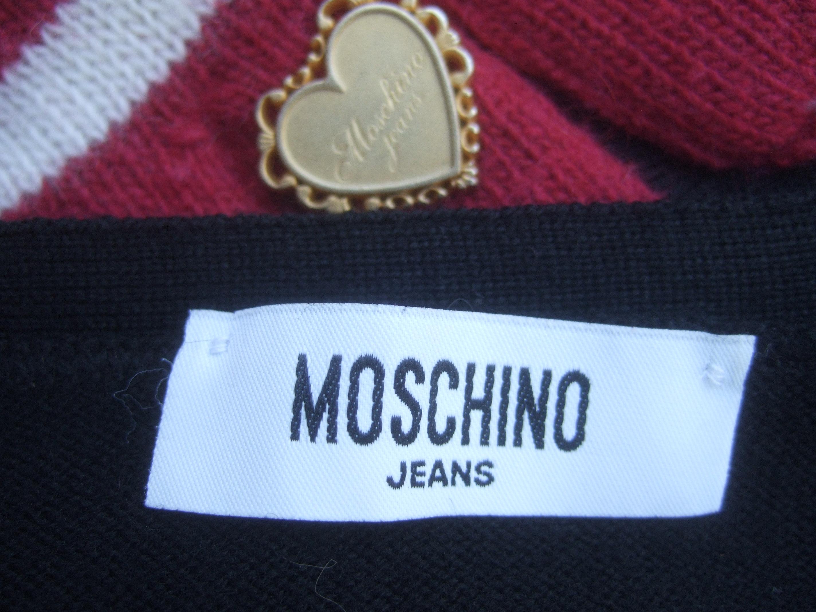 Moschino Avant Garde Italian Black Wool Knit Glove Design Cardigan c 1990s 8