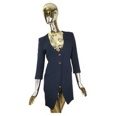 Moschino back bow navy blue long blazer