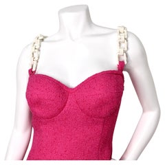 Moschino Barbie Pink Bustier Dress With White Chunky Chain Straps