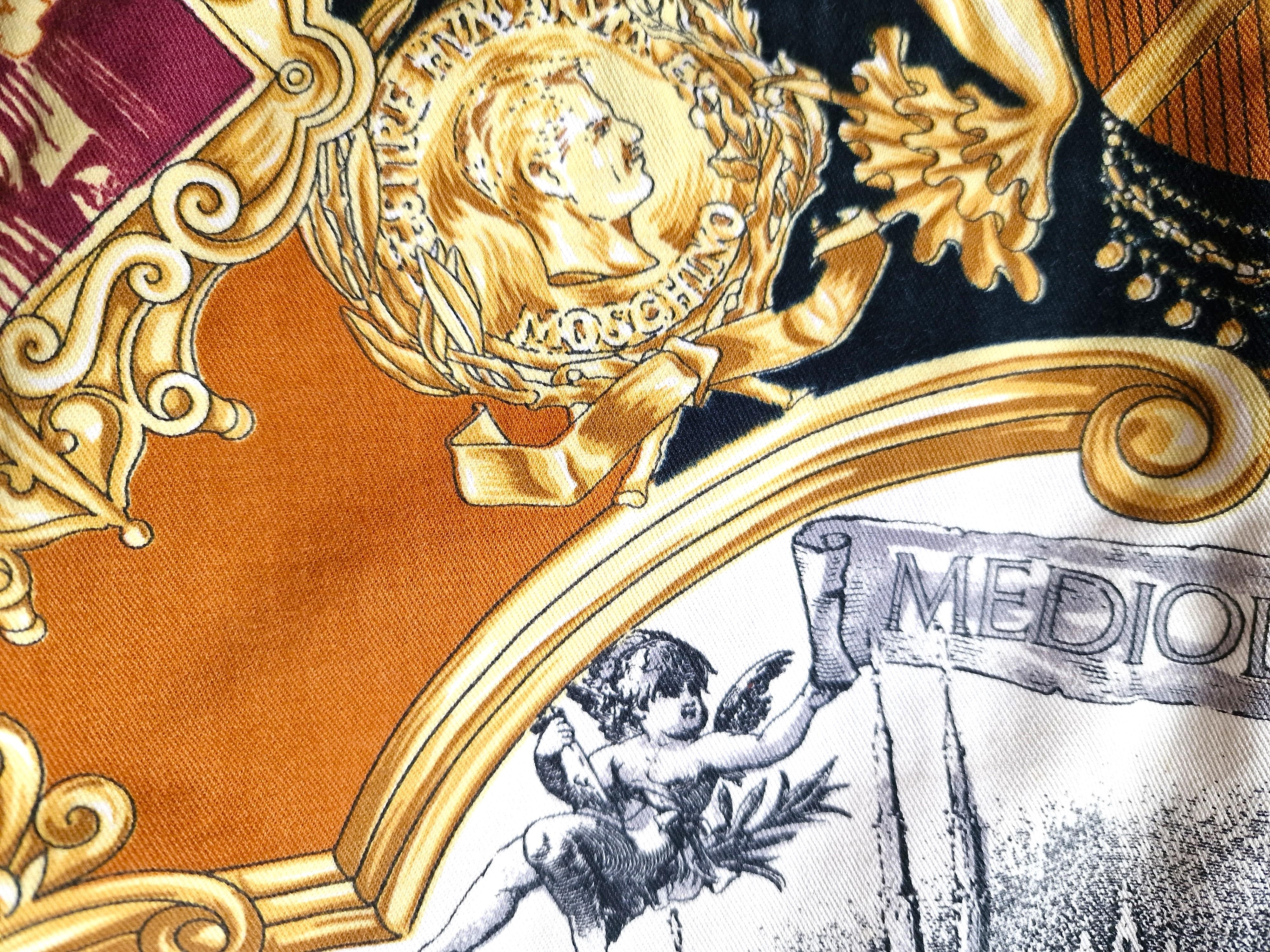 Moschino - Pantalon moyen italien baroque ours doré en jean de cathédrale de Milan en vente 3