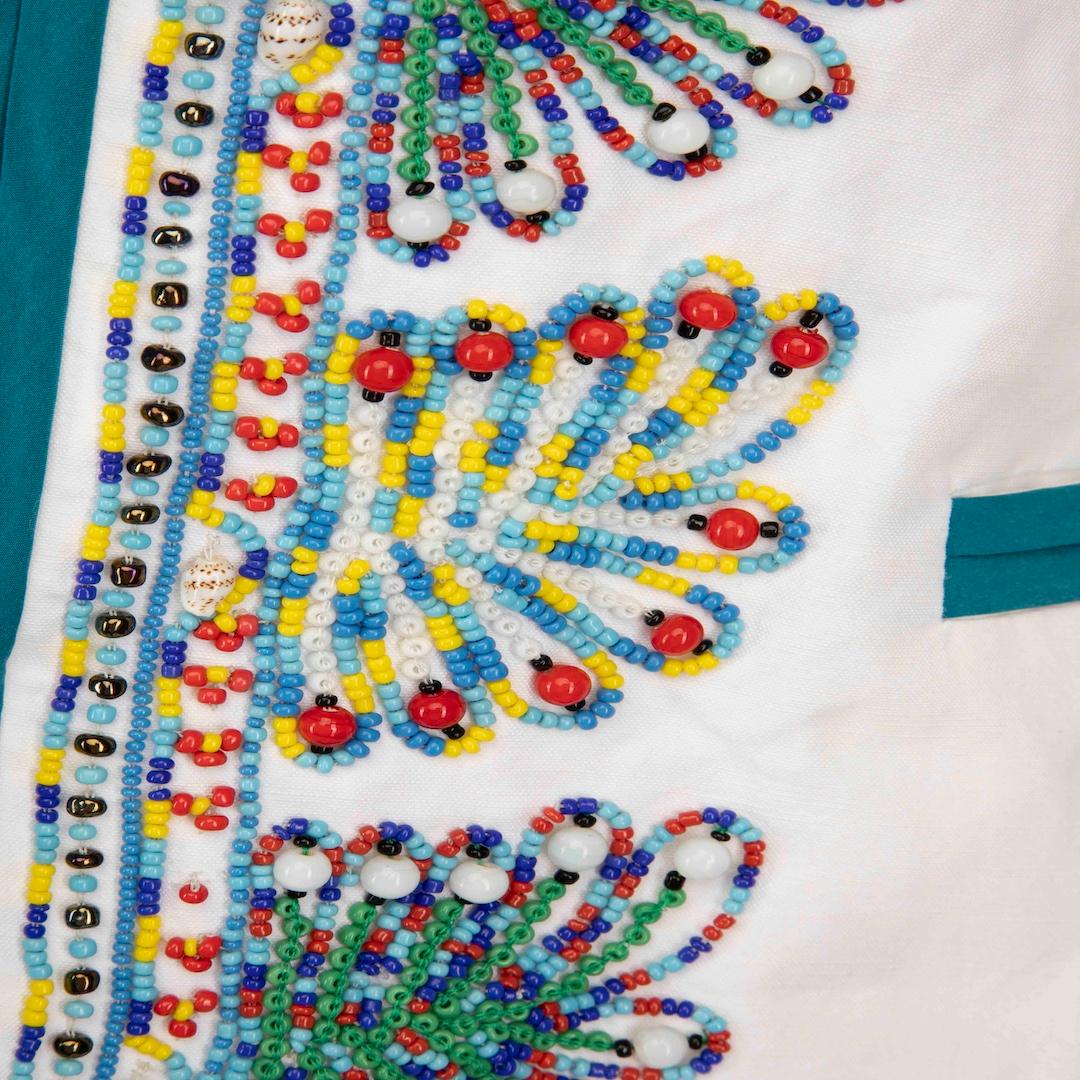 Gris Veste croisée à perles Moschino Taille S en vente