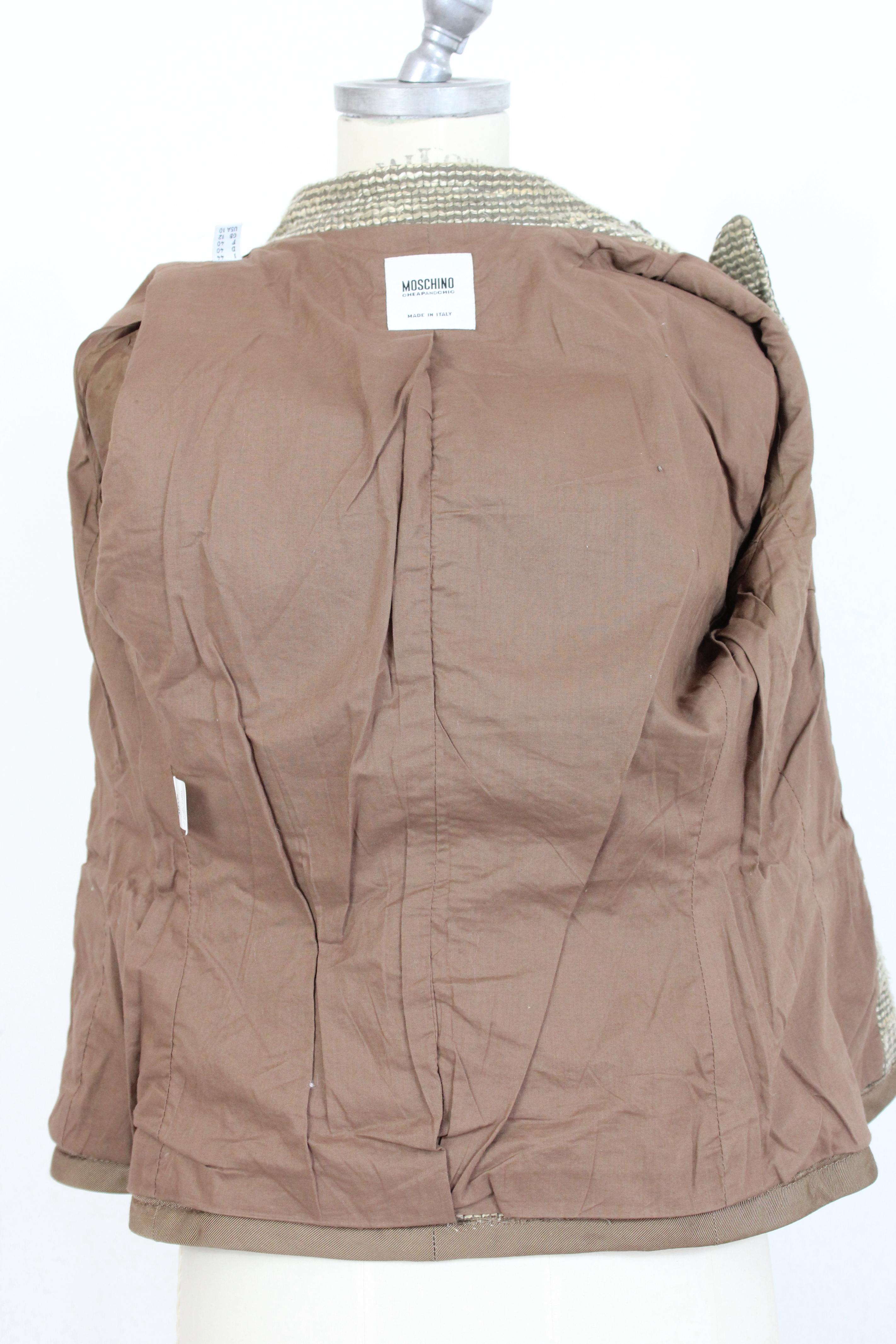 Moschino Beige Brown Cotton Flared Bow Jacket 1