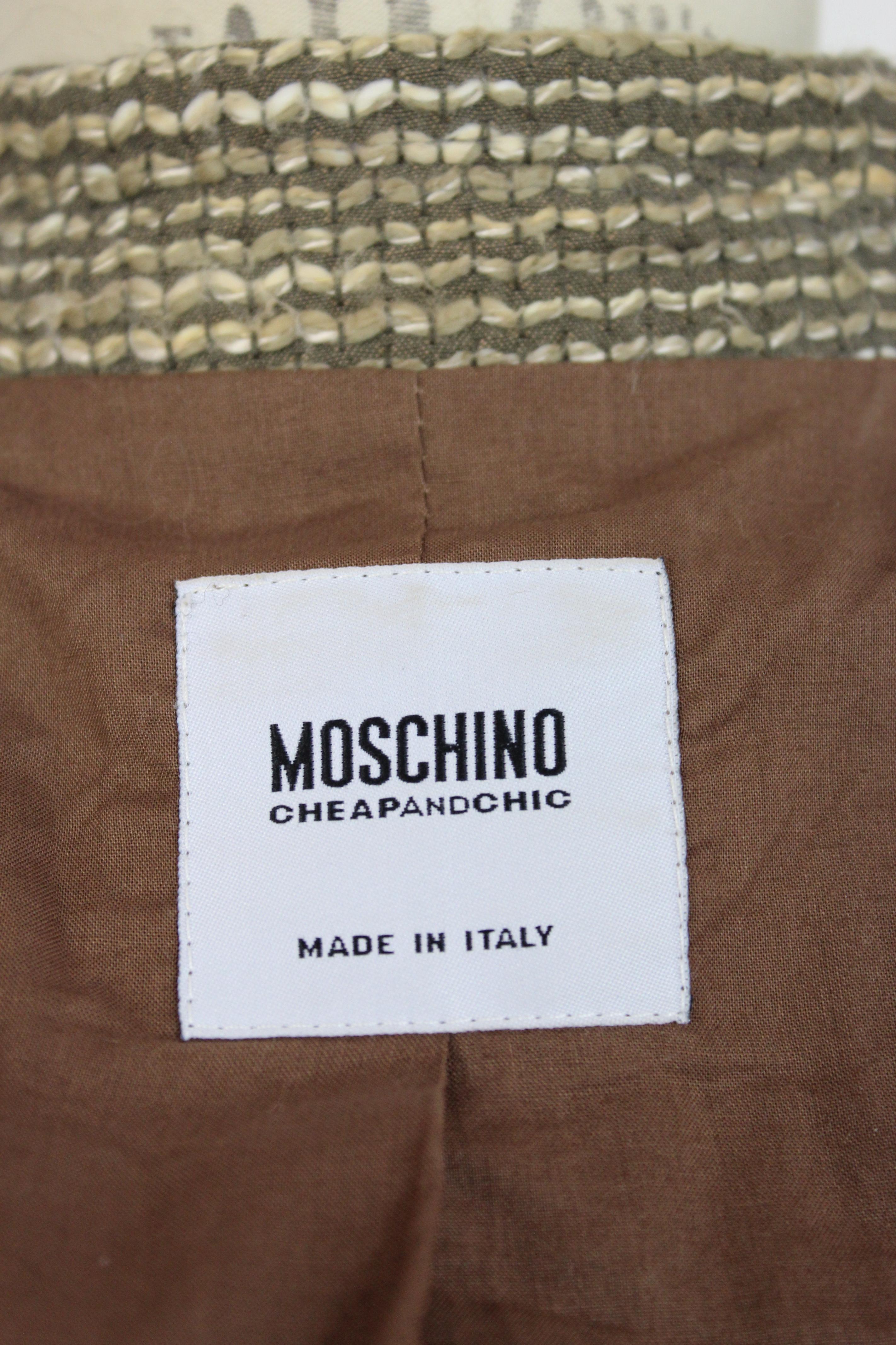 Moschino Beige Brown Cotton Flared Bow Jacket 2
