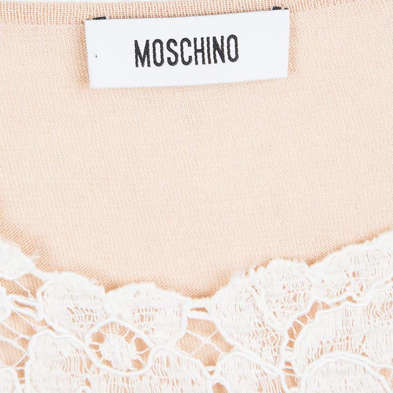 Moschino Beige Knit Lace Neck Trim Detail Sleeveless Top M For Sale 1