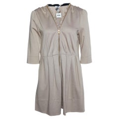Moschino Beige Knit Zip Front Mini Dress L