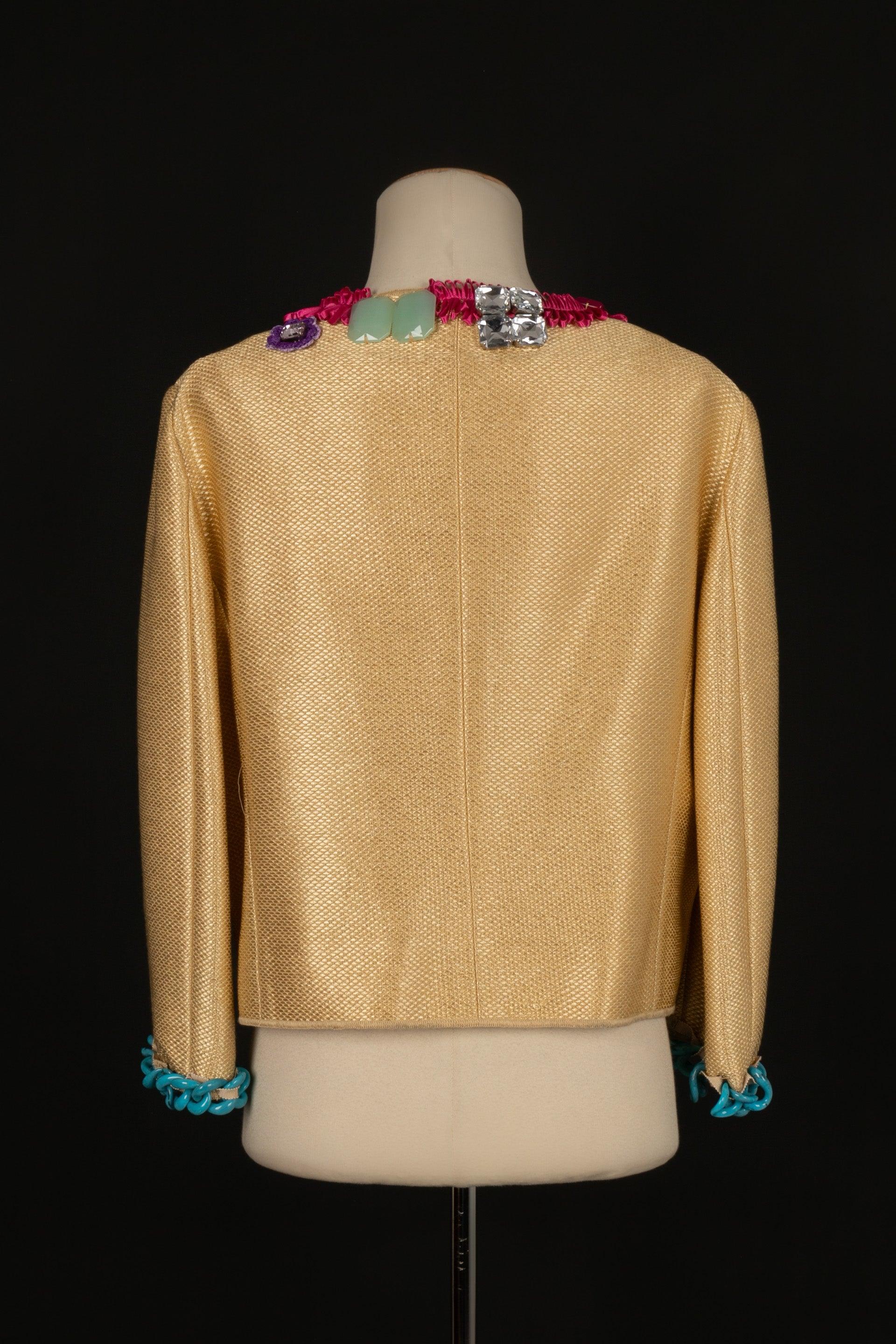 Moschino Beige Raffia Jacket Summer, 2011 In Excellent Condition For Sale In SAINT-OUEN-SUR-SEINE, FR