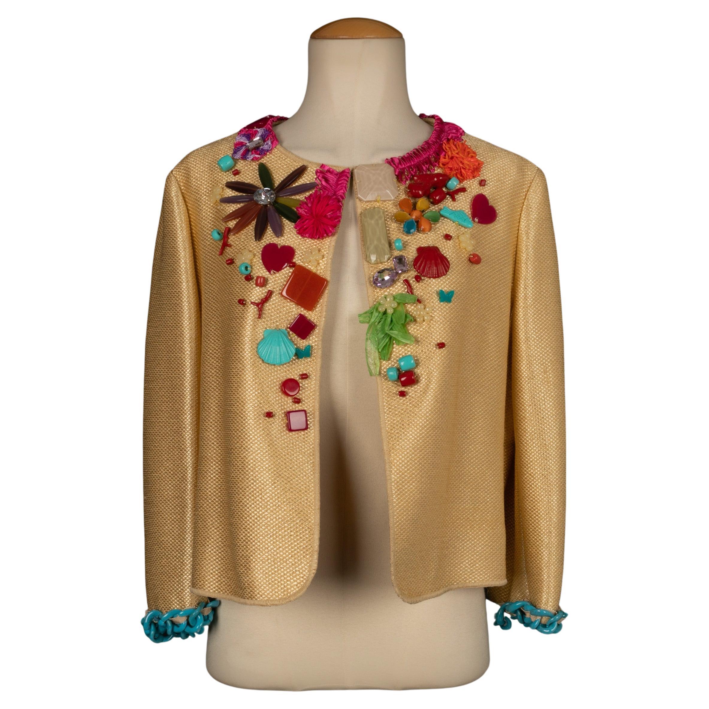 Moschino Beige Raffia Jacket Summer, 2011 For Sale