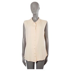 MOSCHINO beige rayon Sleeveless Button Up Shirt 46 XL