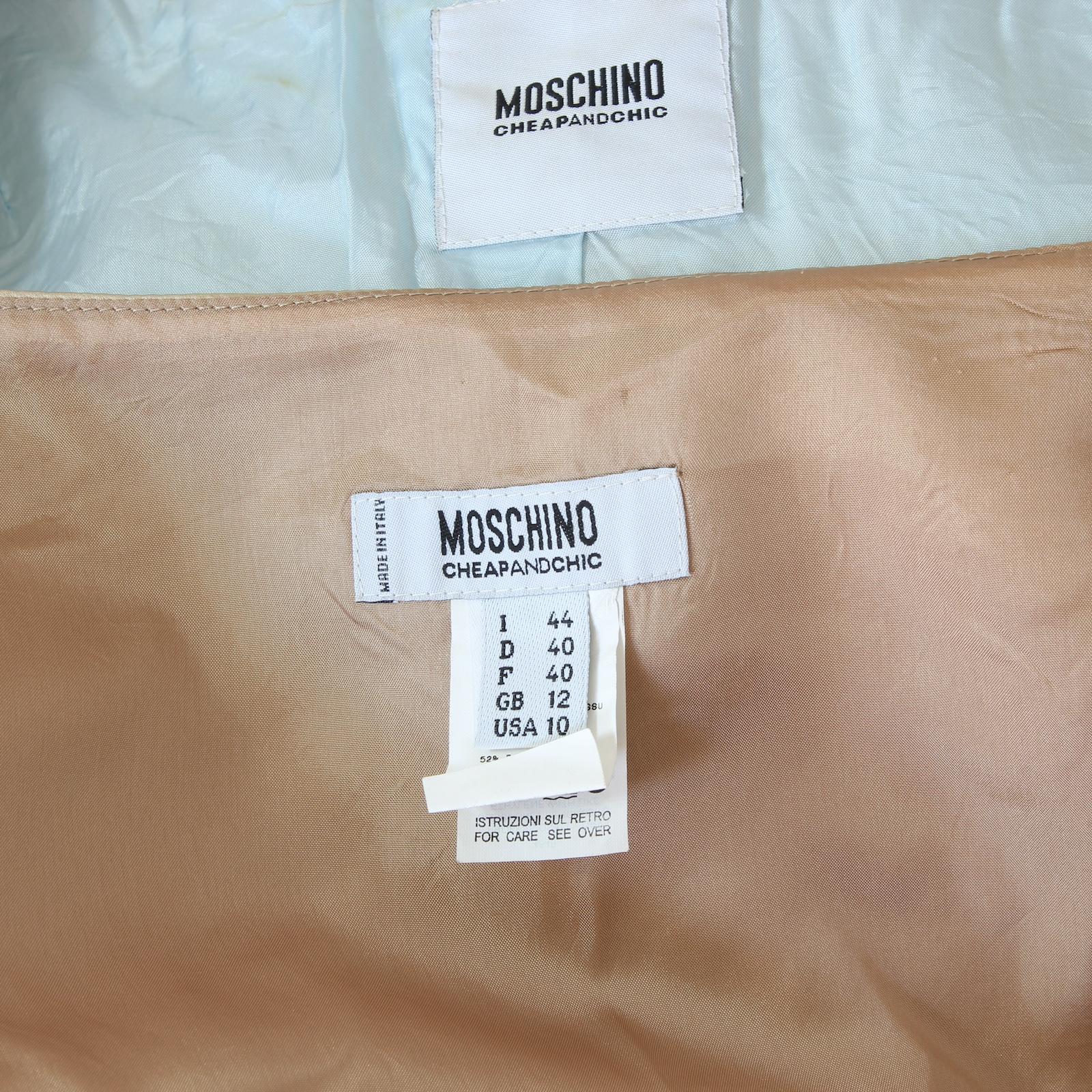 Moschino Beige Silk Floral Elegant Skirt Suit 2000s 4