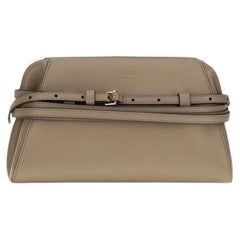 Moschino Belt-Detail Goatskin Clutch — Beige