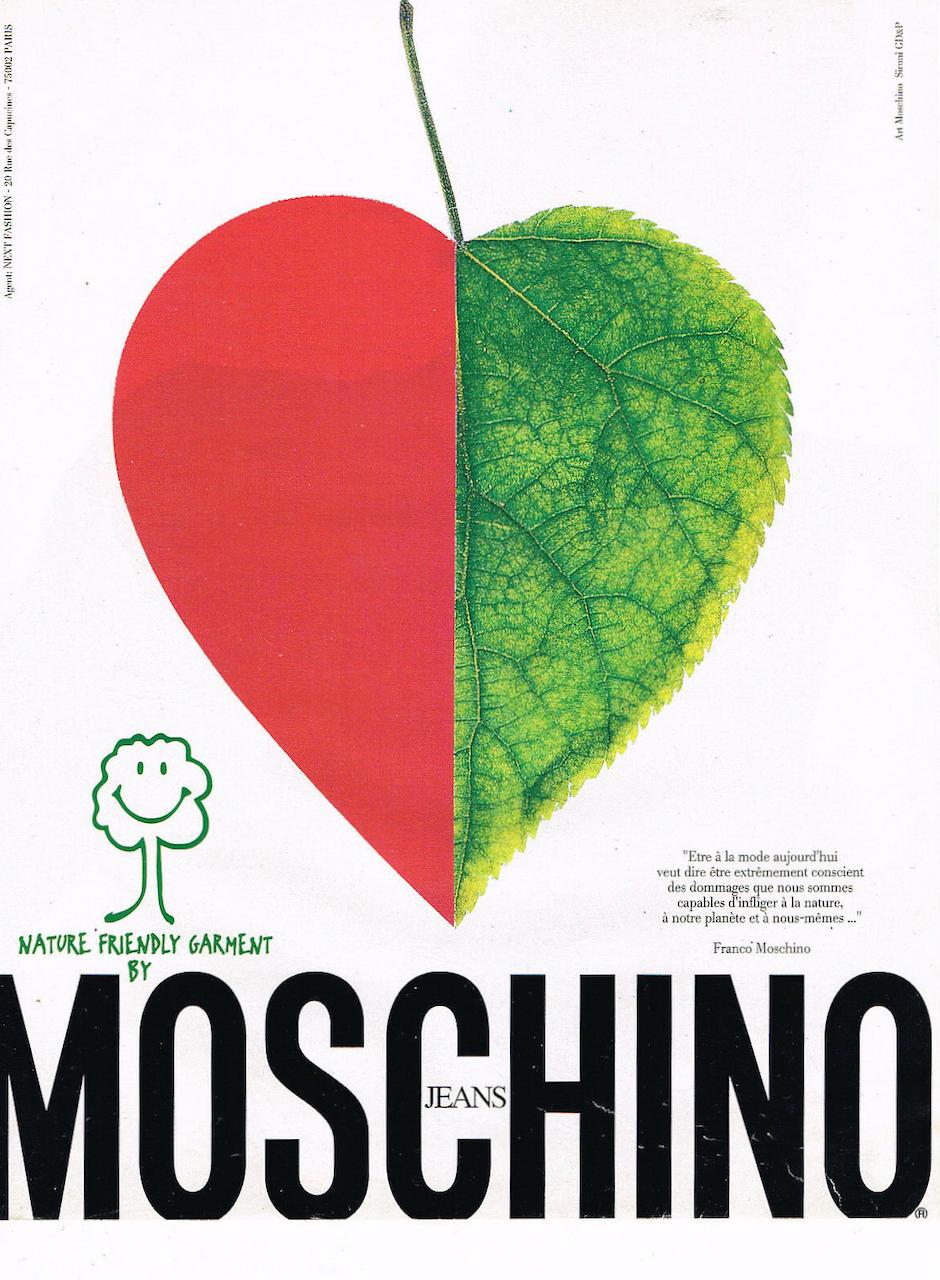 Moschino Moschino: „Die besten Dinge im Leben sind Bäume!“ Seidenschal in Grün und Blau, Anfang der 1990er Jahre  6
