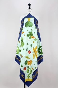 Moschino "Best Things in Life are Trees!" Silk Scarf Green & Blue, early 1990s