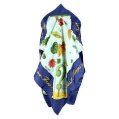 Moschino "Best Things in Life are Trees!" Silk Scarf Green & Blue, early 1990s 