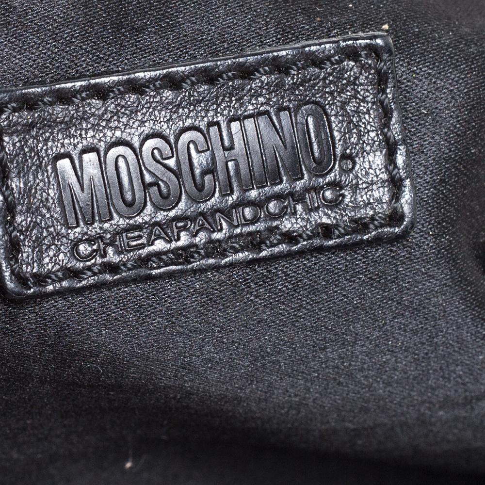 Moschino Black/Blue Suede and Fabric Bow Embellished Satchel For Sale 7