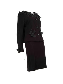 Moschino Black Bow Accent Skirt Suit Size XXL