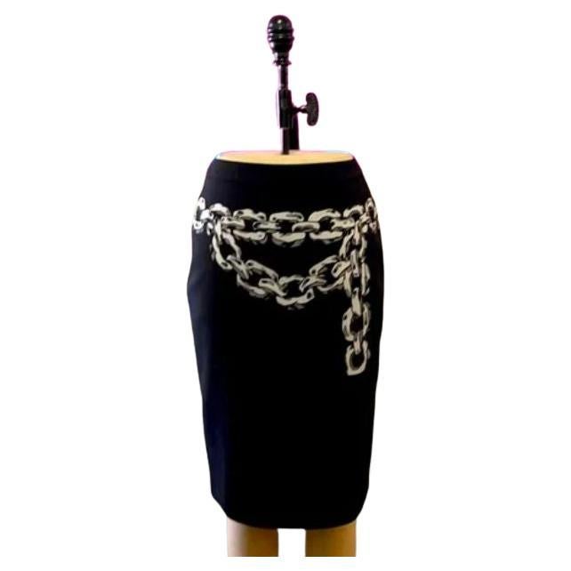 Moschino Black Chain Link Pencil Skirt NWT For Sale