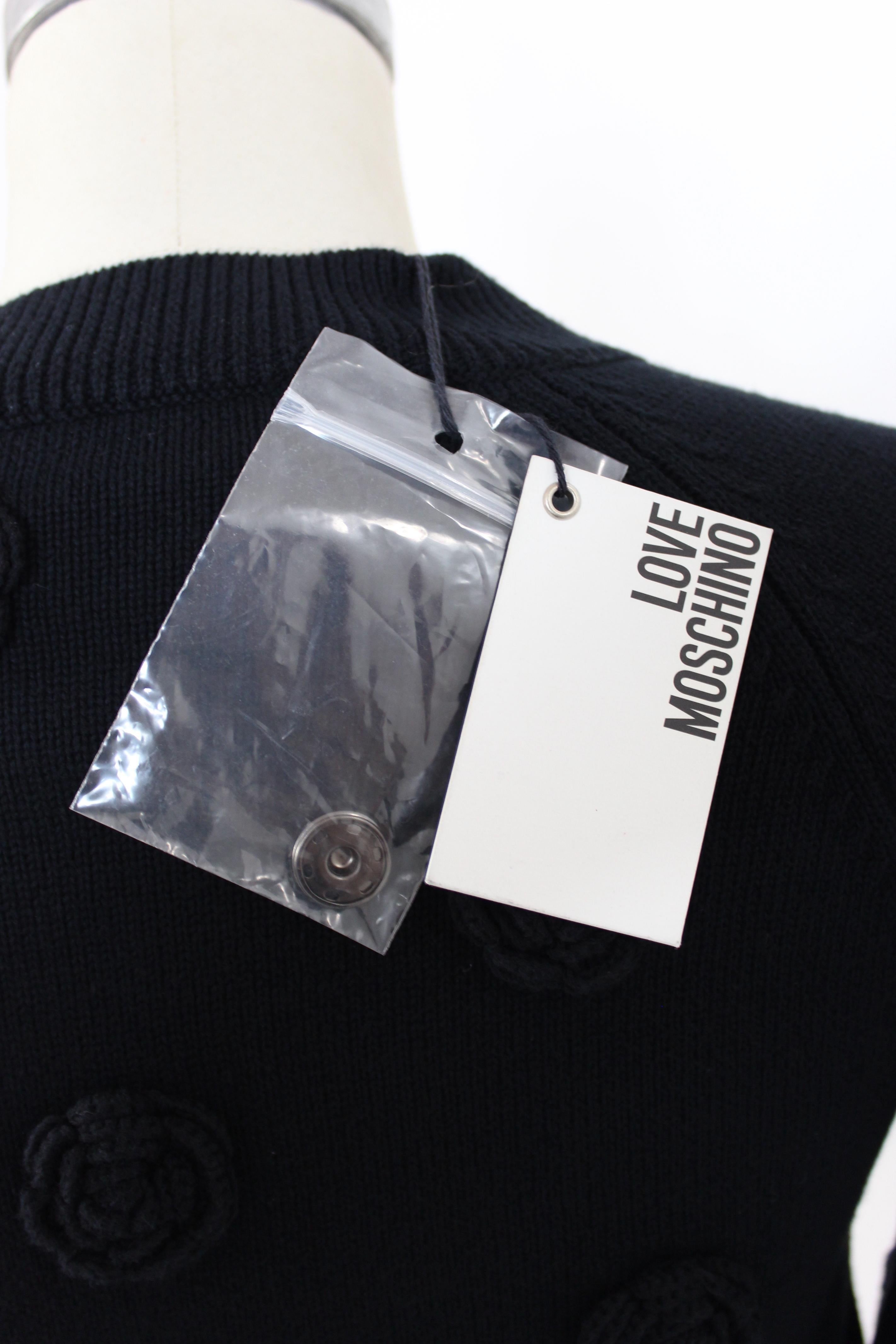 Moschino Black Cotton Floral Short Cardigan Jacket 1