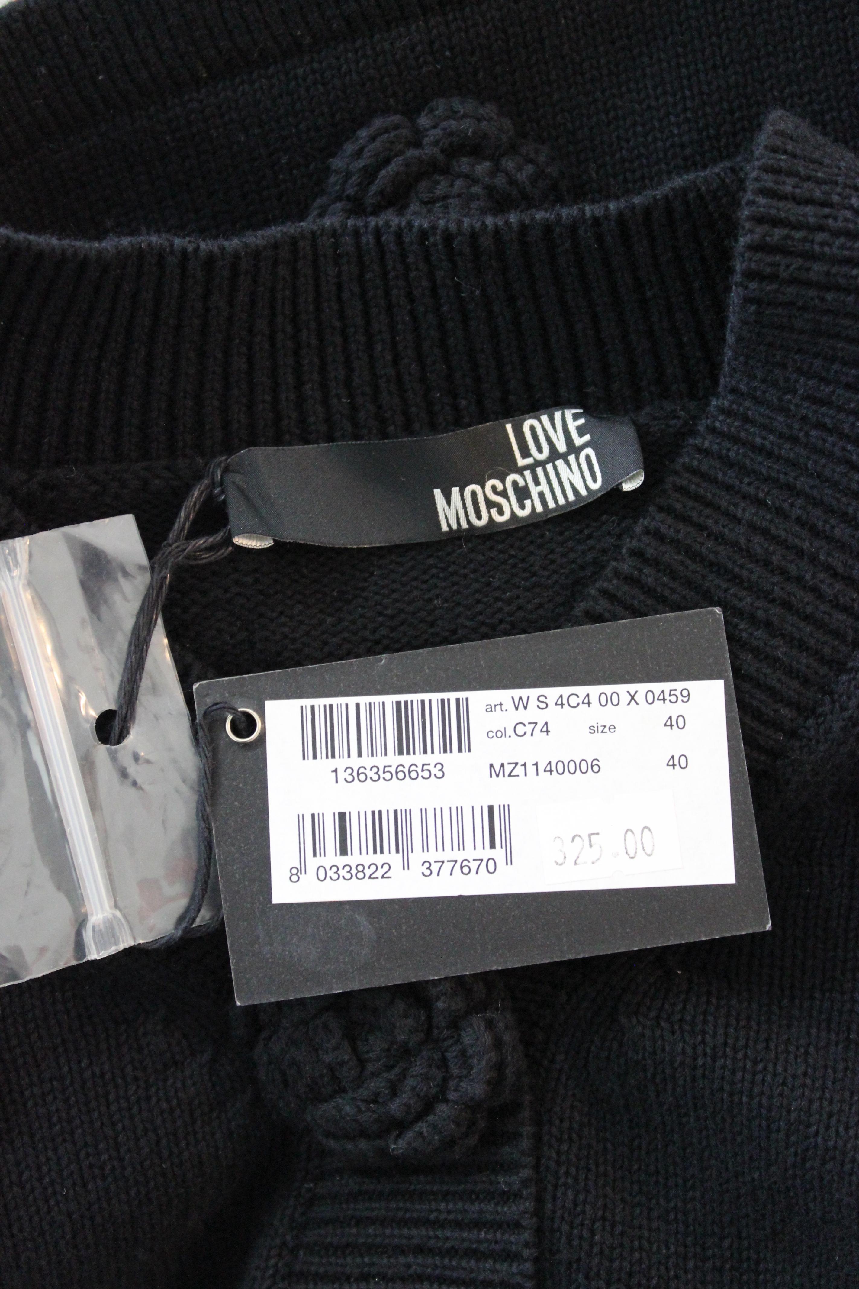 Moschino Black Cotton Floral Short Cardigan Jacket 2
