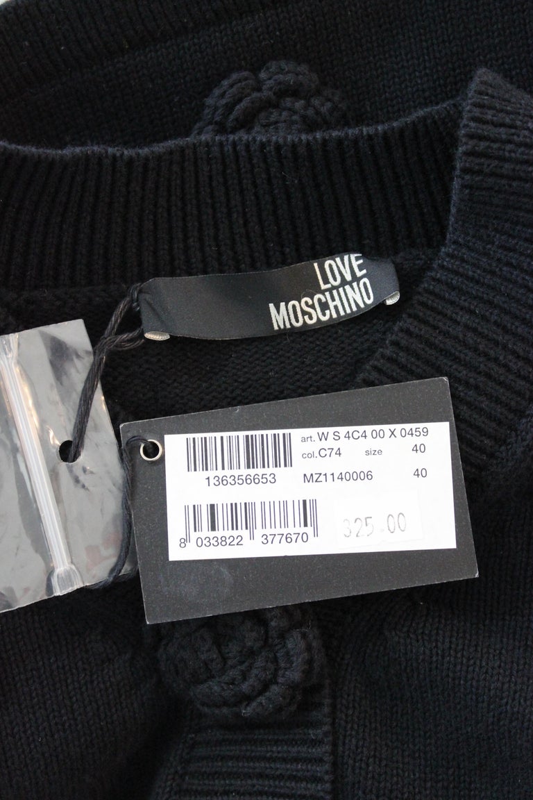 Moschino Black Cotton Floral Short Cardigan Jacket For Sale 3