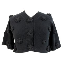 Moschino Black Cotton Floral Short Cardigan Jacket