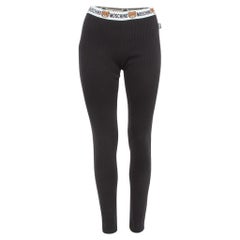 Moschino - Leggings in cotone nero con dettaglio fascia in vita L.L.A.