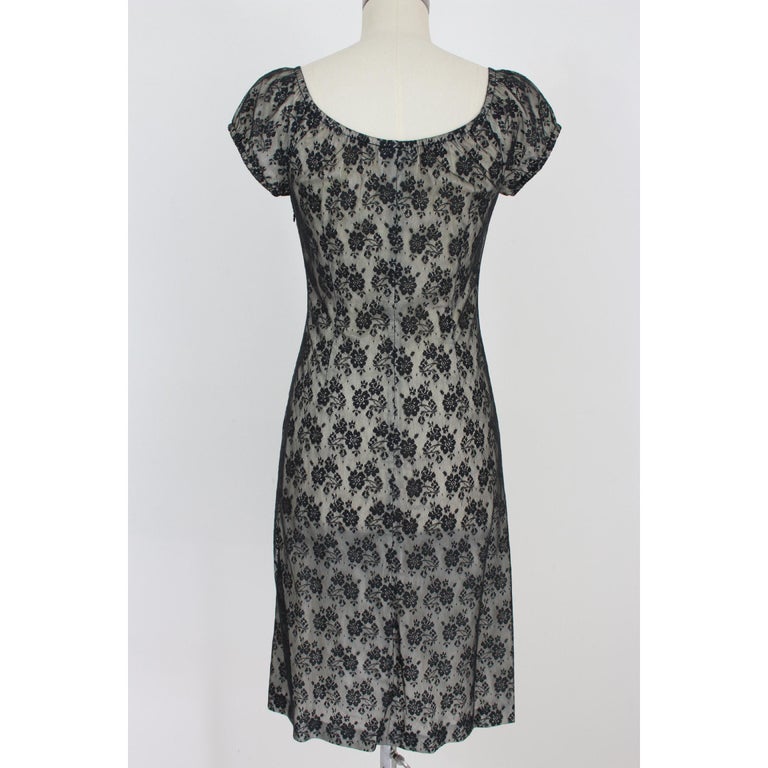 Moschino Black Cotton Lace Flared Dress at 1stDibs