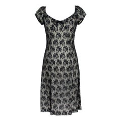 Vintage Moschino Black Cotton Lace Flared Dress 