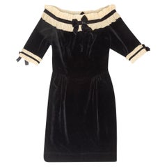 Moschino Black & Cream Velvet Off-The-Shoulder Dress