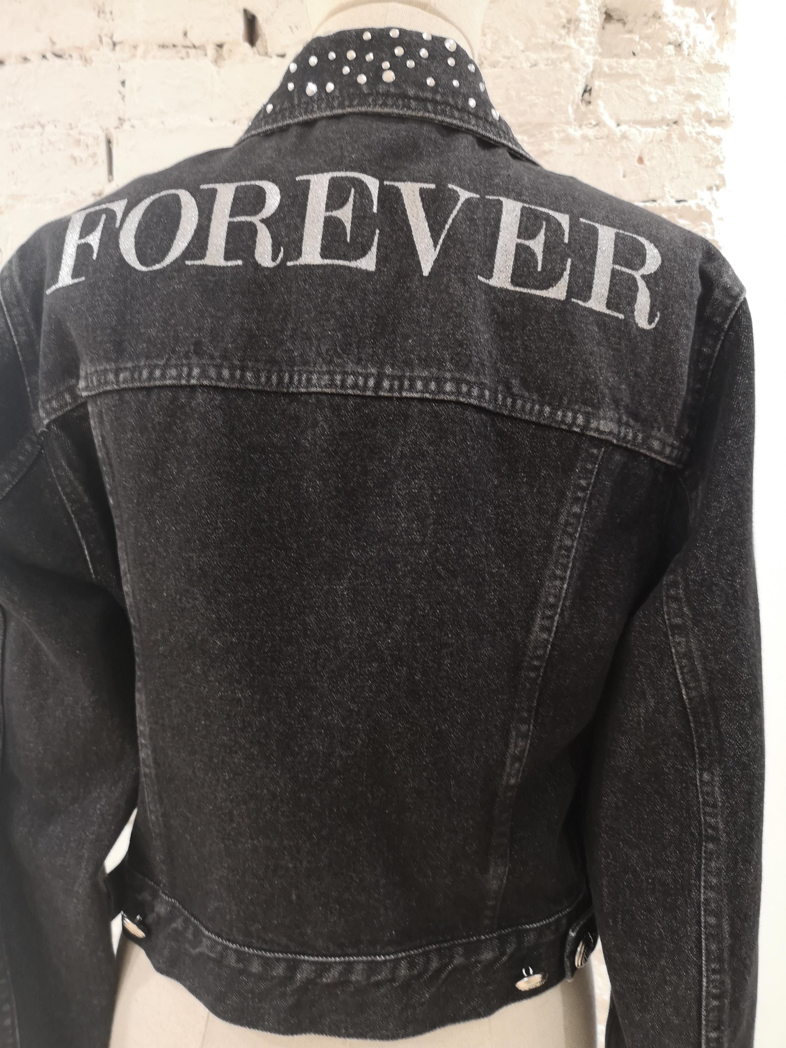 Moschino Black Denim Forever with Crystal swarovski Jacket 12