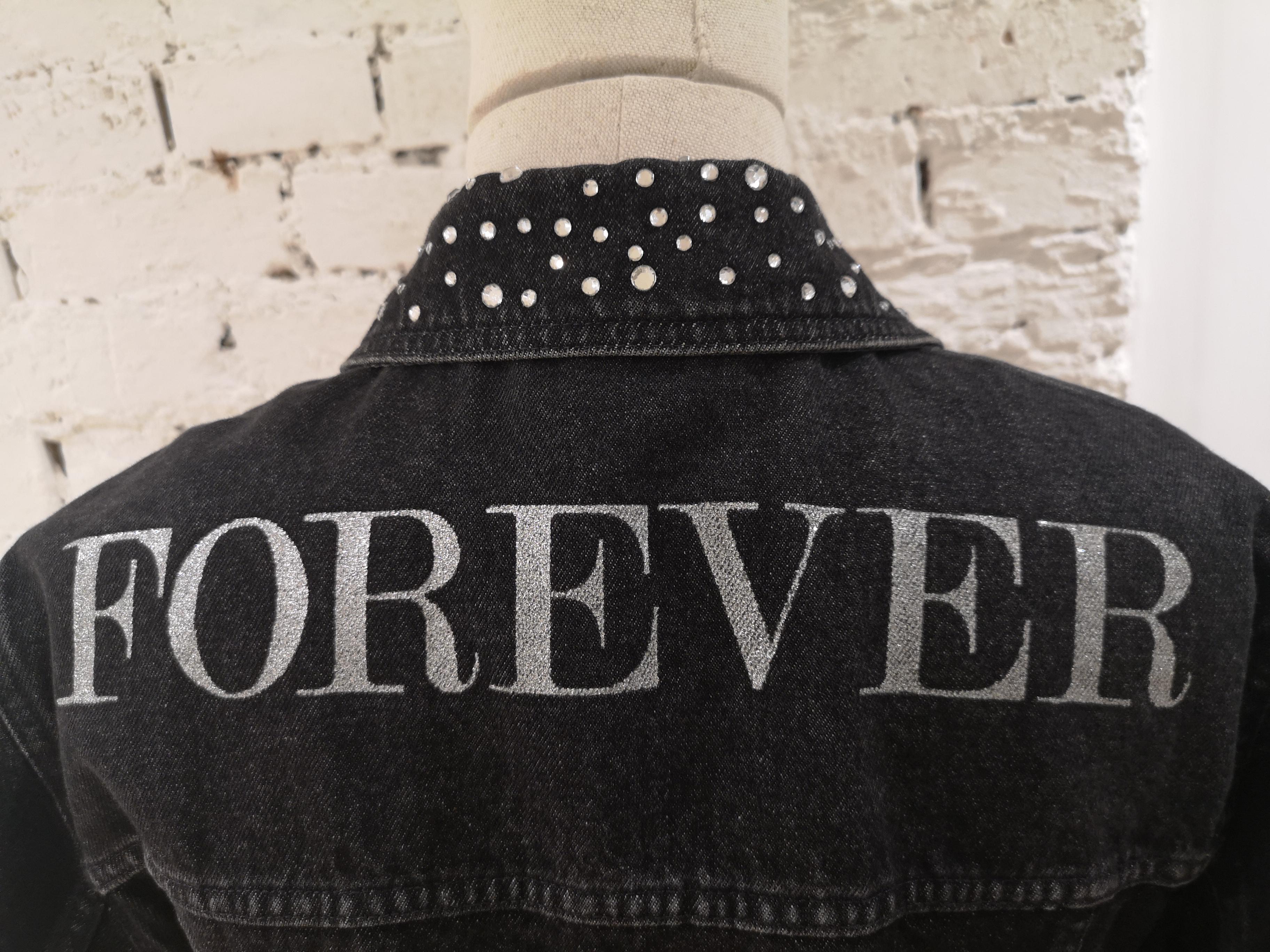 Moschino Black Denim Forever with Crystal swarovski Jacket 13