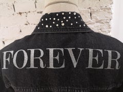 Moschino Black Denim Forever with Crystal swarovski Jacket