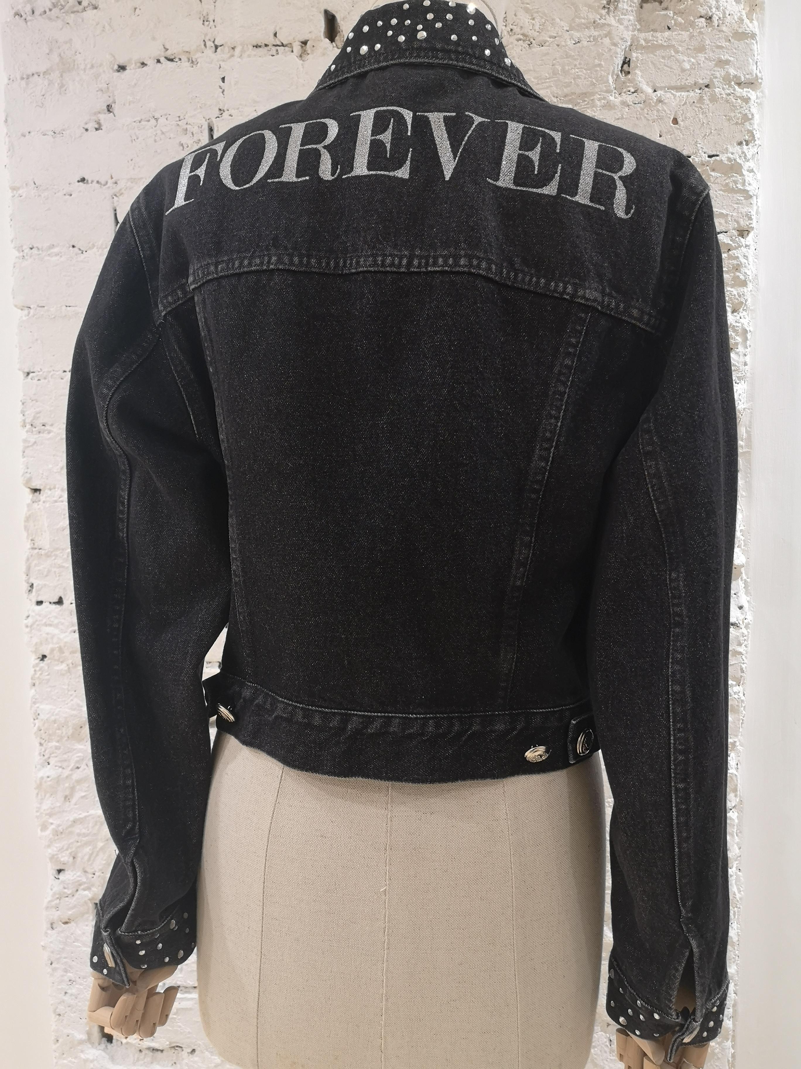 Women's Moschino JEANS Black Denim Forever with Crystal swarovski Jacket