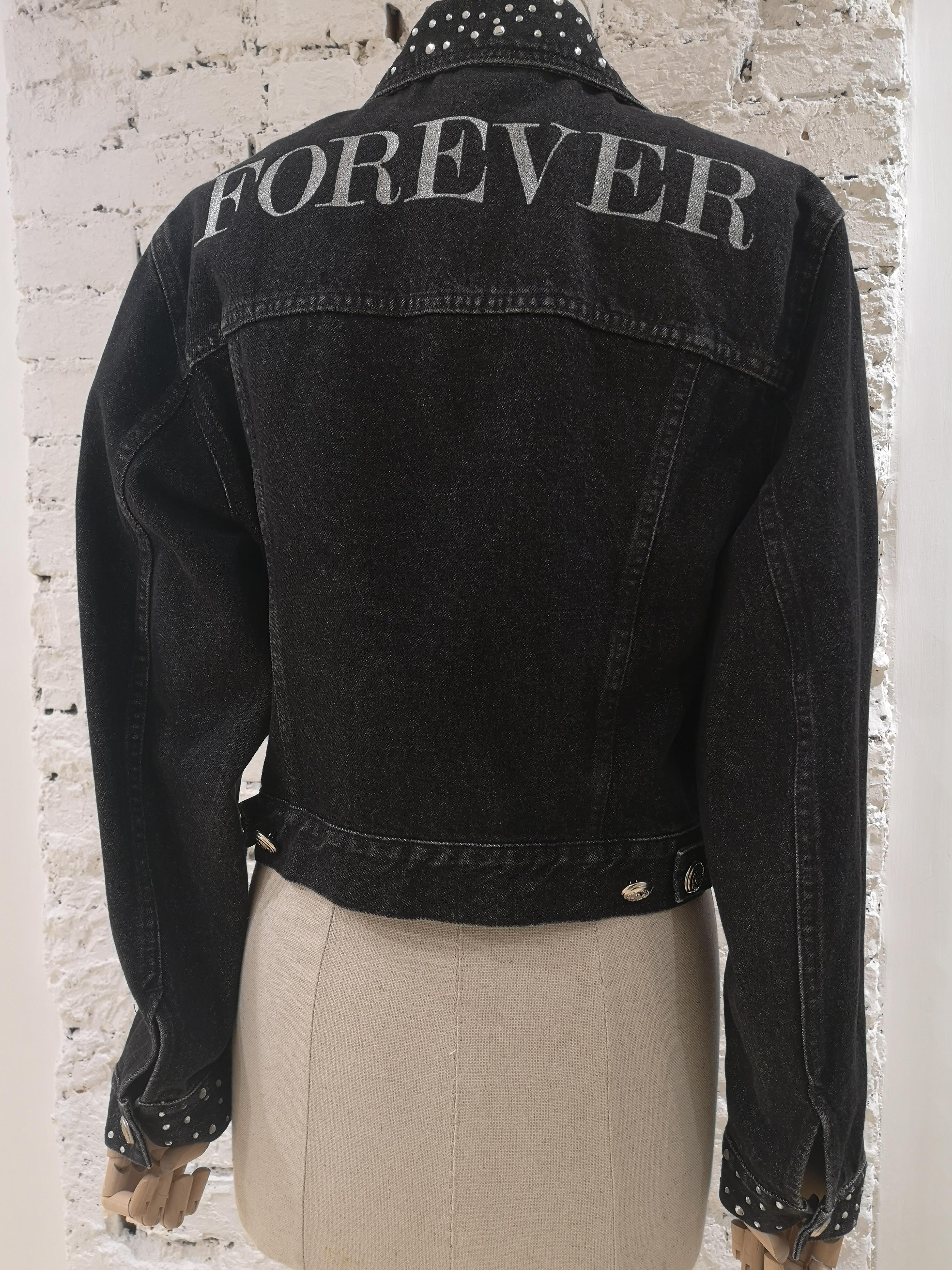 Moschino Black Denim Forever with Crystal swarovski Jacket 1