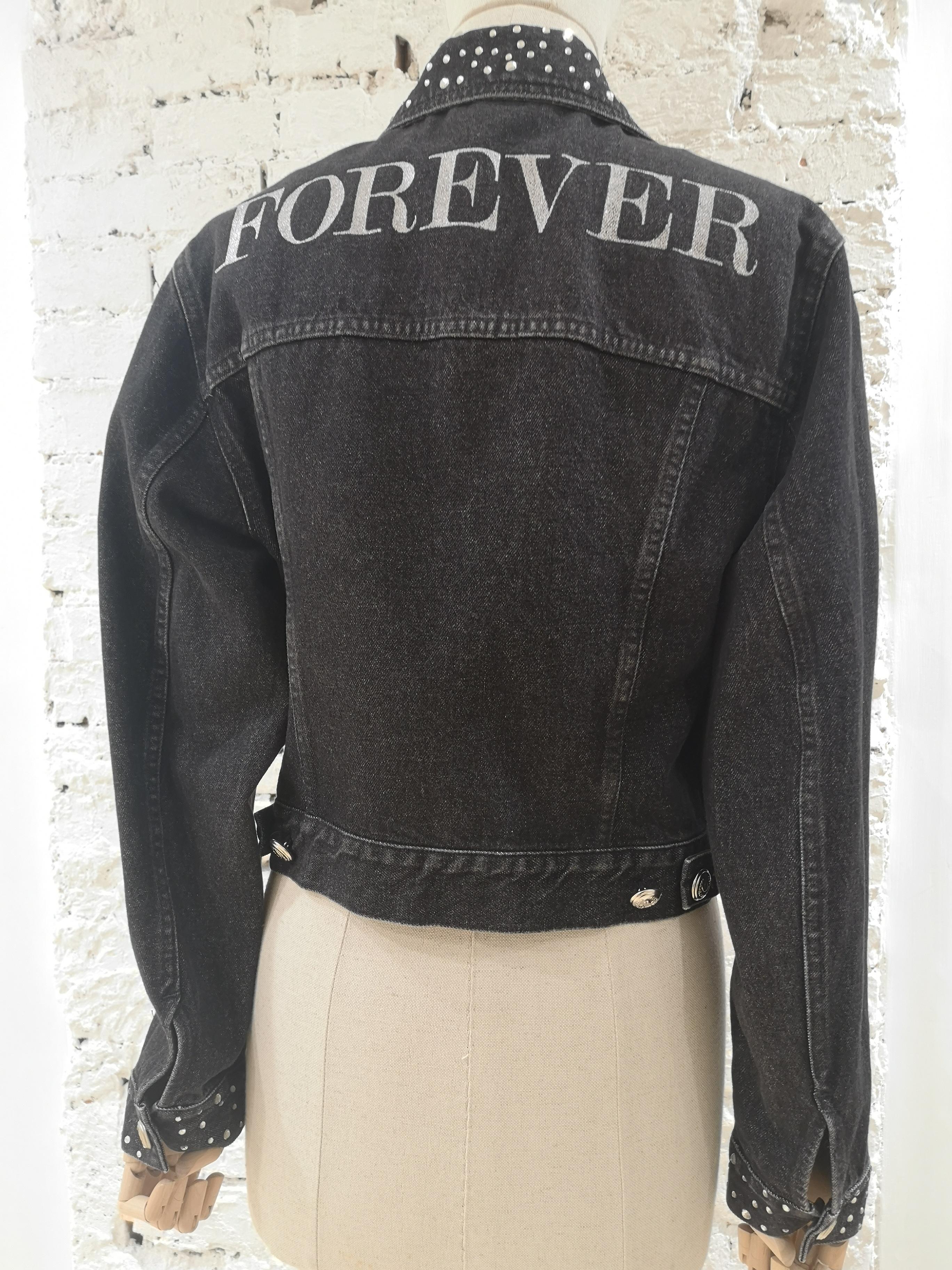 Moschino Black Denim Forever with Crystal swarovski Jacket 2