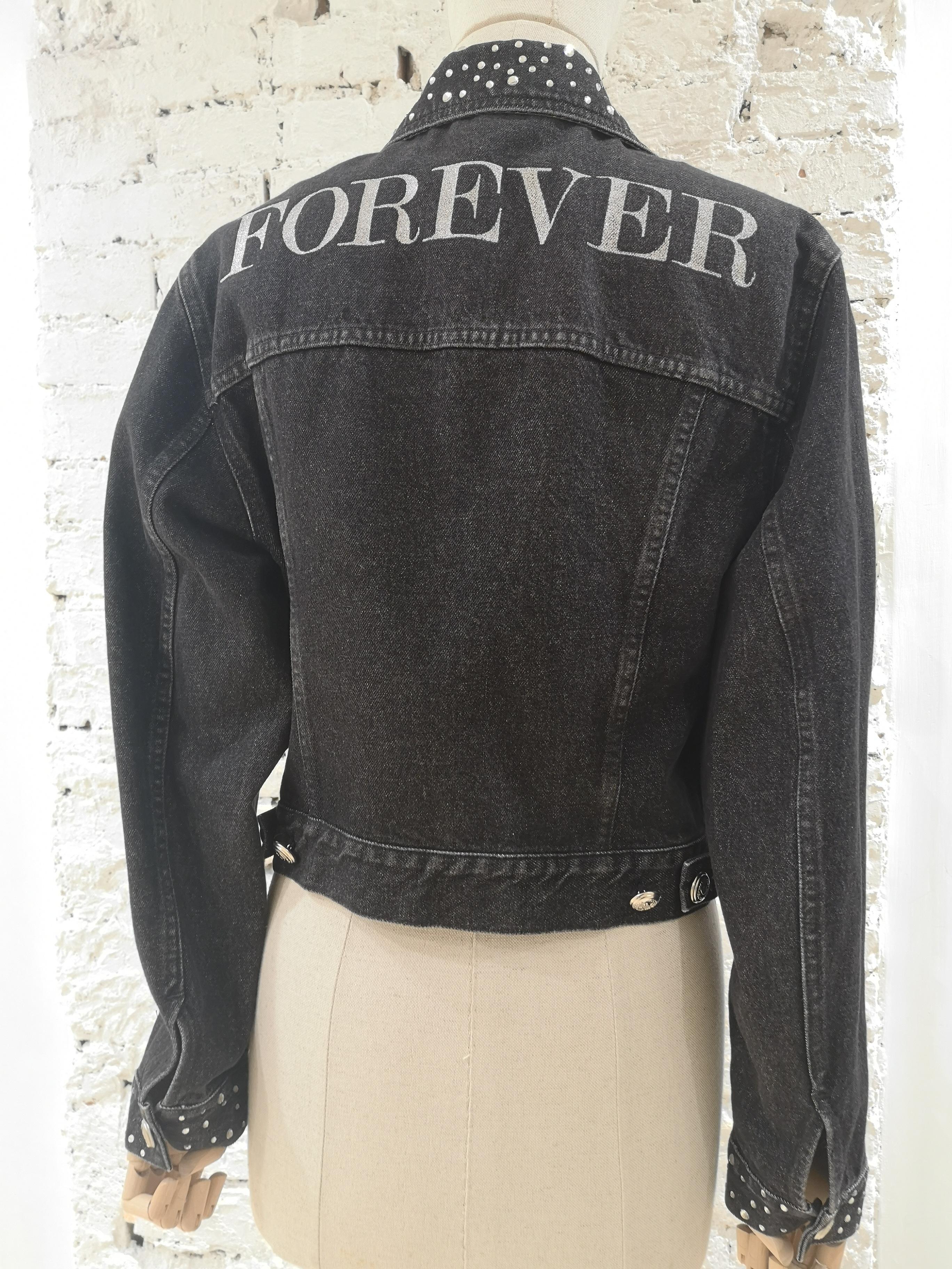 Moschino Black Denim Forever with Crystal swarovski Jacket 3