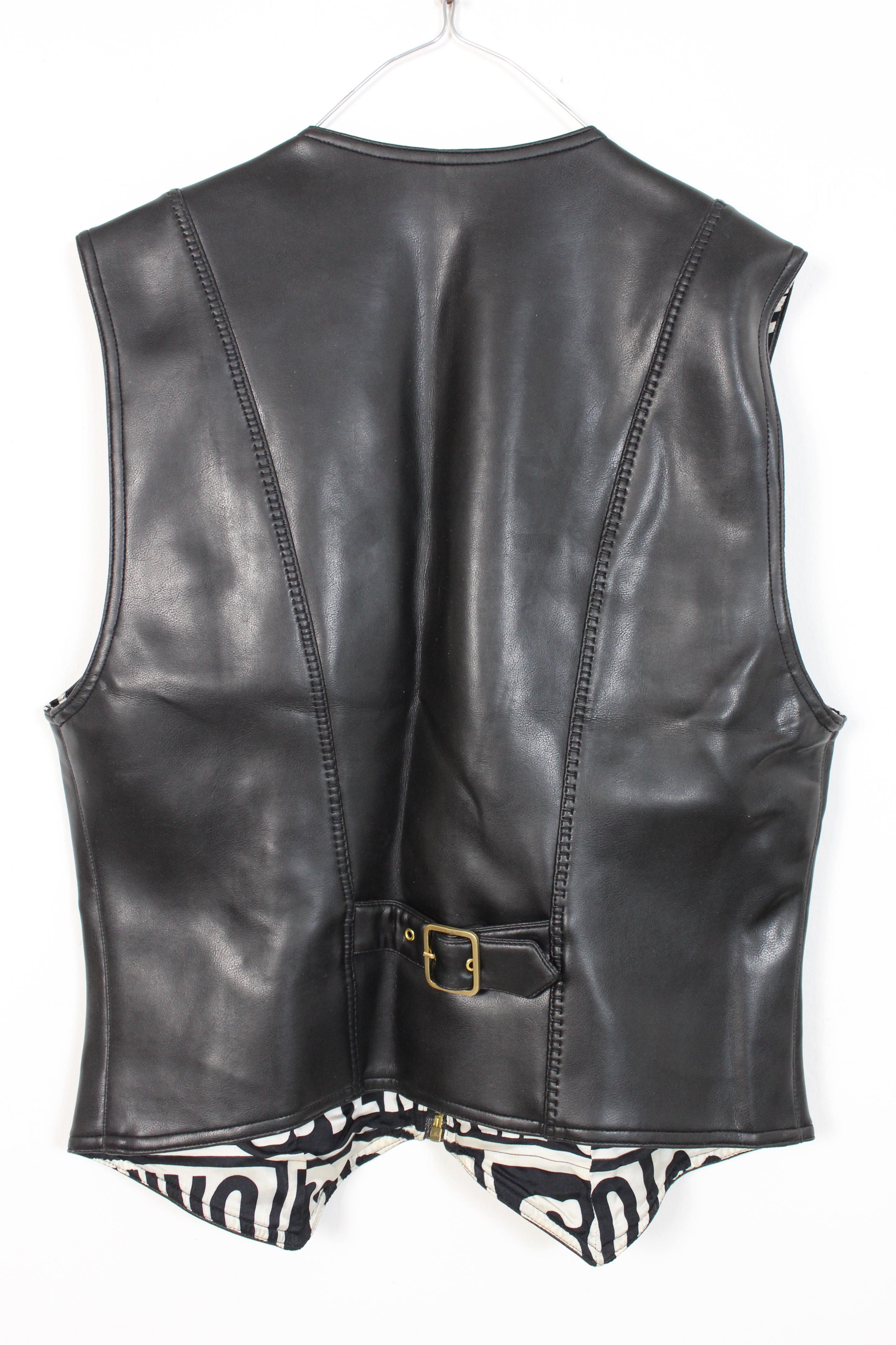 black faux leather vest