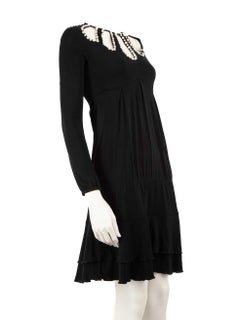 Moschino Black Faux Pearl Detail Cut-Out Dress Size S