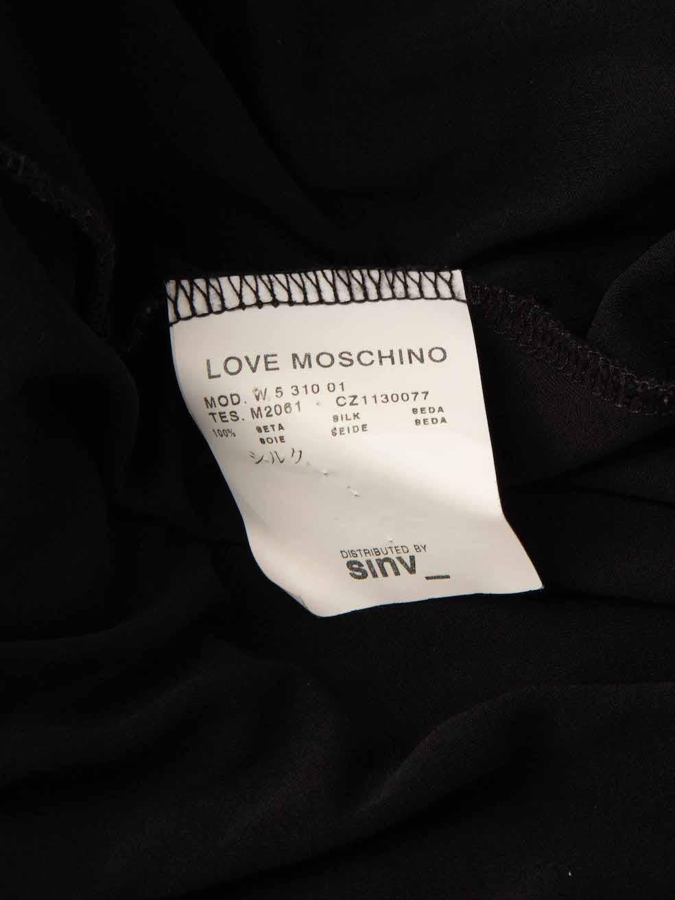 Donna Moschino, vestito nero con dettaglio di perle finte e tagliato, taglia S in vendita