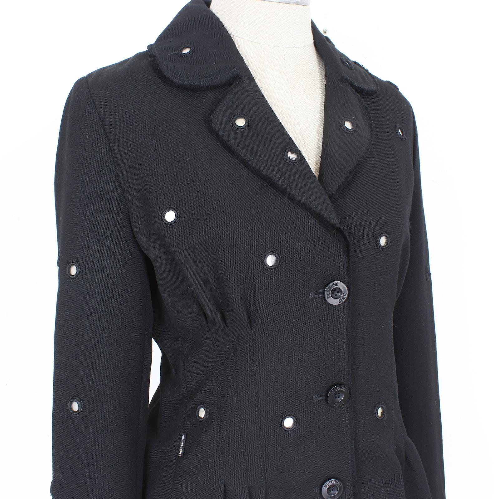Moschino Black Fitted Mirror Blazer 2000s For Sale 1