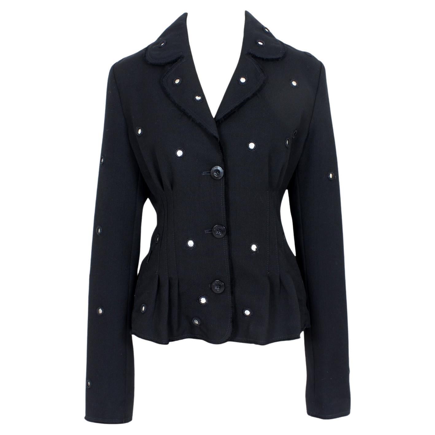 Moschino Black Fitted Mirror Blazer 2000s For Sale
