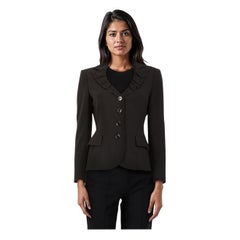 Moschino Black Frill Collar Single Breasted Blazer Size M