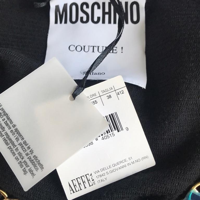 Moschino Black Gold Chain Charm Letter Sweater NWT For Sale 3