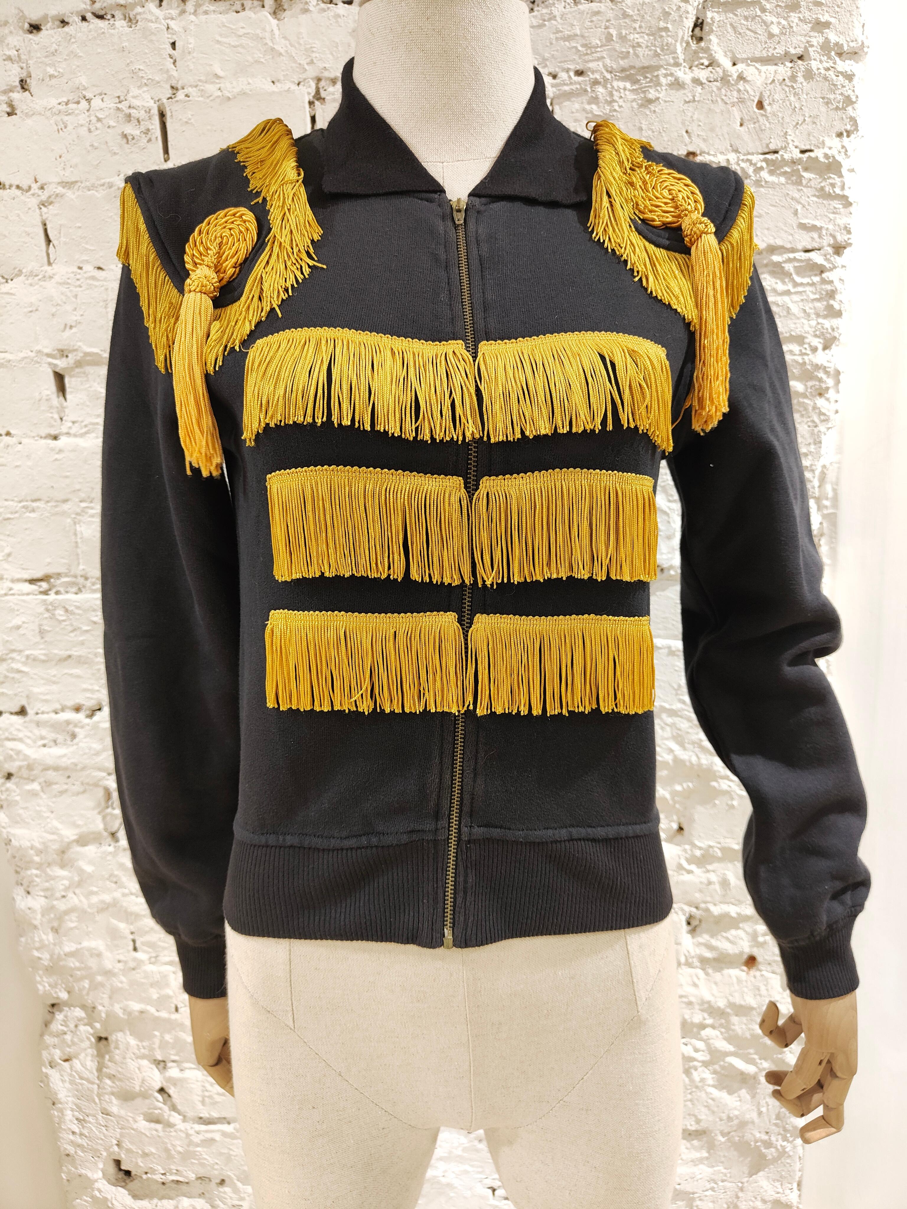 Moschino black gold fringes sweater  For Sale 4