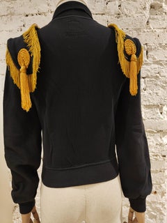 Moschino black gold fringes sweater