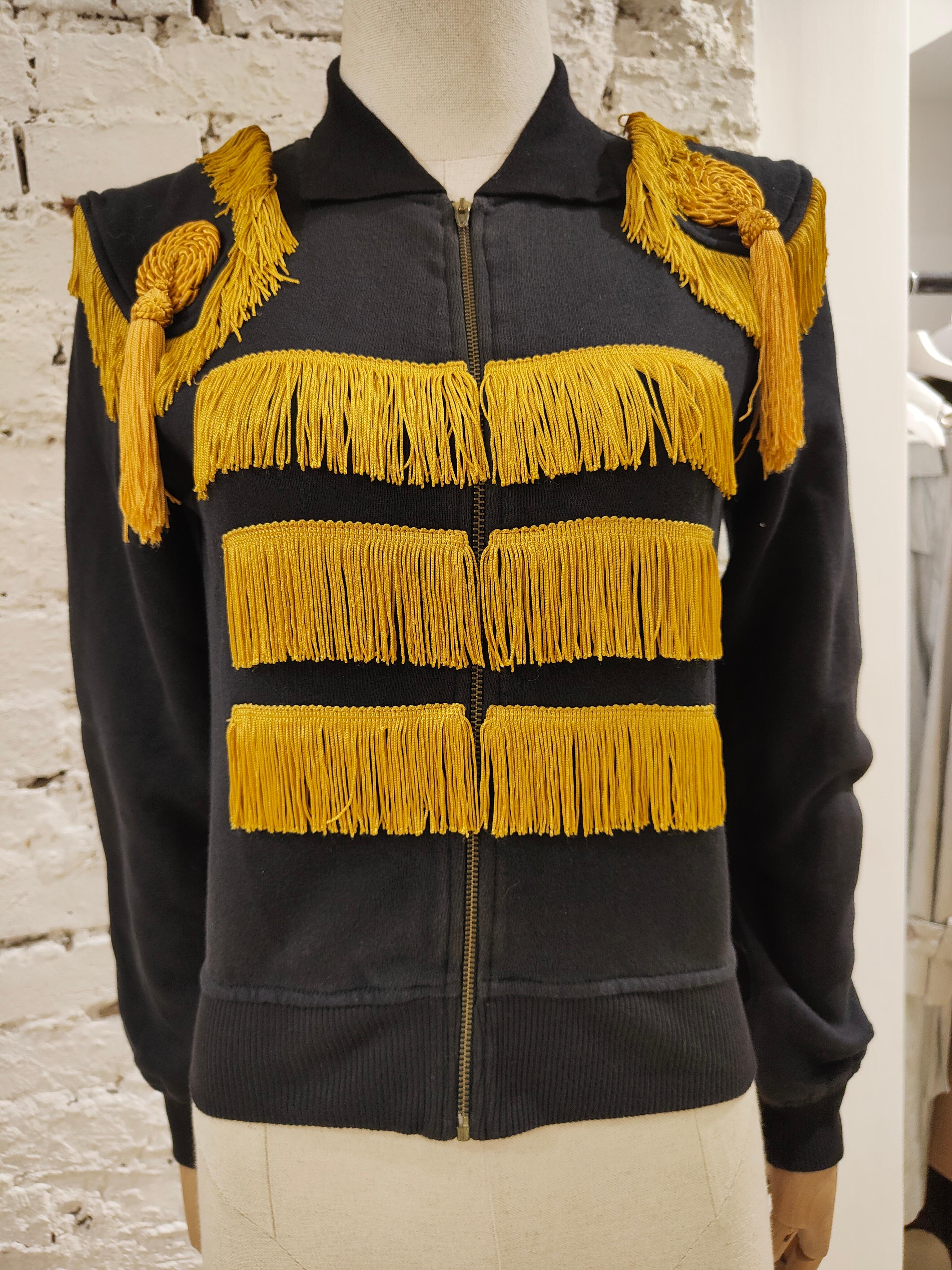 Women's or Men's Moschino black gold fringes sweater  For Sale