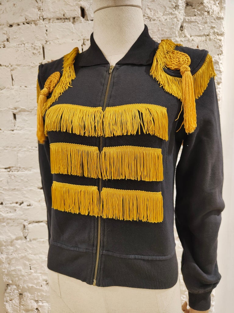 Moschino black gold fringes sweater  For Sale 4
